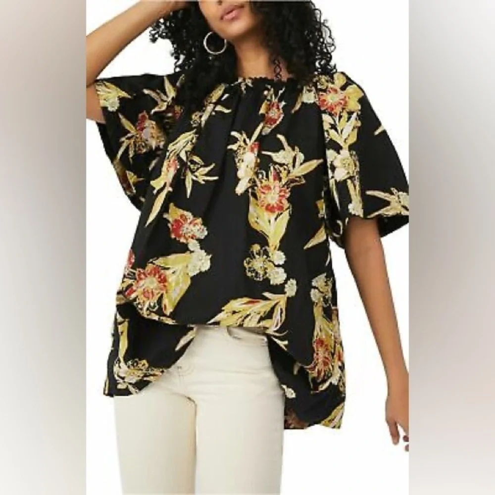 Free People Jodie Printed Tunic Dress floral Hawaiian print Resort